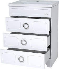 Misty Тумба с раковиной Лейла 70 3 ящика белая – фотография-2